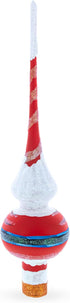 Santa in Red & White Suit Glass Christmas Tree Topper 11 Inches...