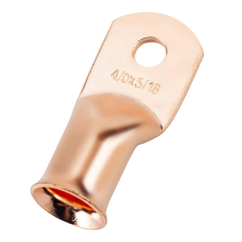 4/0 AWG 5/16" Stud (10 pcs.), Heavy Duty Battery Ring Terminal, 0000 Gauge Connectors, 4/0 Battery Cable lugs, Copper Wire Lugs, Copper Ring Termi...