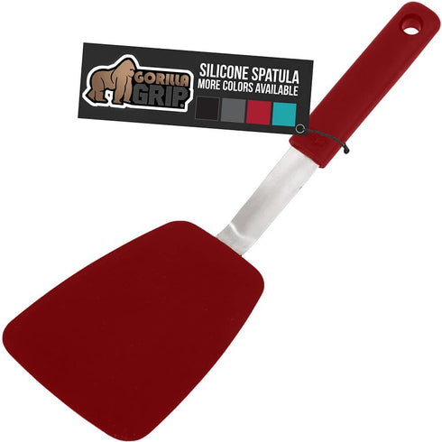 GORILLA GRIP Patented Nonstick Heat Resistant BPA-Free Silicone Spatula, Non Scratch Flexible Head for Pans, Slip Resistant Soft Rubber Handle, Ki...