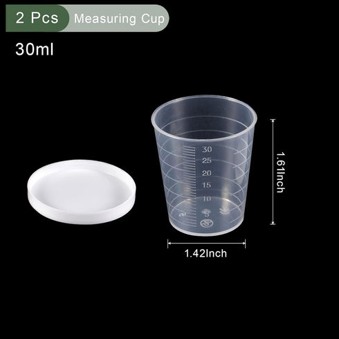 YOKIVE 2 Pcs Plastic Beaker, Laboratory Use | Liquid Measuring Cup with Lid, Great for Lab, Kitchen, Daily Use (Clear White, 30ML)...