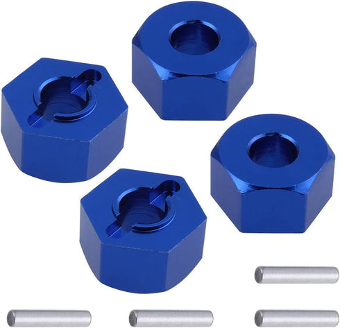 HobbyPark Aluminum 12mm Hex Wheel Hubs Nuts w/Pins Replacement of 1654 for RC Traxxas 1/10 Slash 4x4 & Stampede 4WD (4-Pack) (Navy Blue)...
