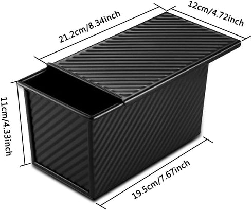 Loaf Pan with Lid, Non-Stick Bread Pan Bakeware Durable Carbon Steel Bread Toast Mold with Cover-Black...