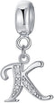 925 Sterling Silver Letter Charm Initial A-Z Charm Alphabet Crystal Anniversary Word Birthday DIY Family Charm for Pandora Charm Bracelet...