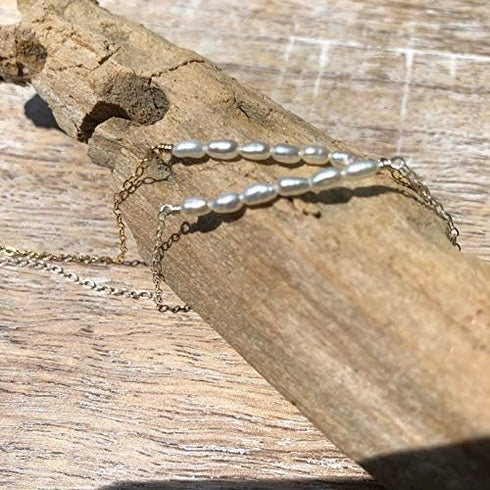 MEVECCO Women Gold Anklet Boho Delicate Handmade 18k Gold Plated Dainty Beach Pearl Foot Chain Ankle Bracelet Adjustable Wafer Anklet for Women AN...