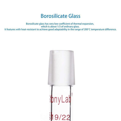 stonylab Glass 19/22 Straight Laboratory Adapter, Borosilicate Glass 30 mm Between Two 19/22 Ground Inner Standard Taper Joints for Laboratory Lab...