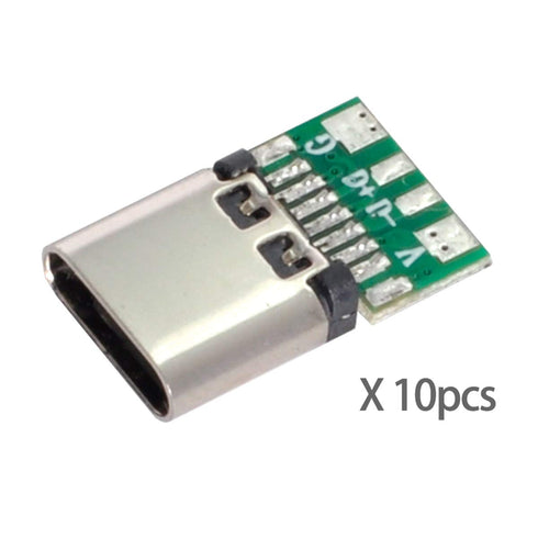 cablecc 10set DIY 4pin USB 2.0 Type C Female Socket Connector SMT Type with PC Board & Housing & 3.0mm SR...