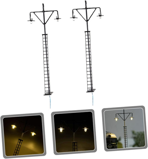 STOBOK 2pcs Train Light Model Sand Table Building Material Decorative Garden Lights Railway Train Scenery Model Miniature Street Lamp Model Railwa...