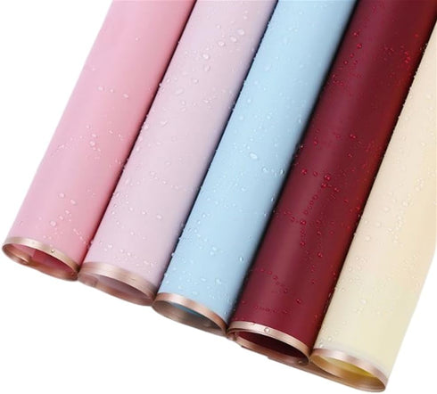 20 Sheets Pure color gold edge Flower Wrapping Paper,Waterproof Valentine's Day Bouquet Wrapping Paper 23x23Inch Used for DIY Crafts, Gift Packagi...
