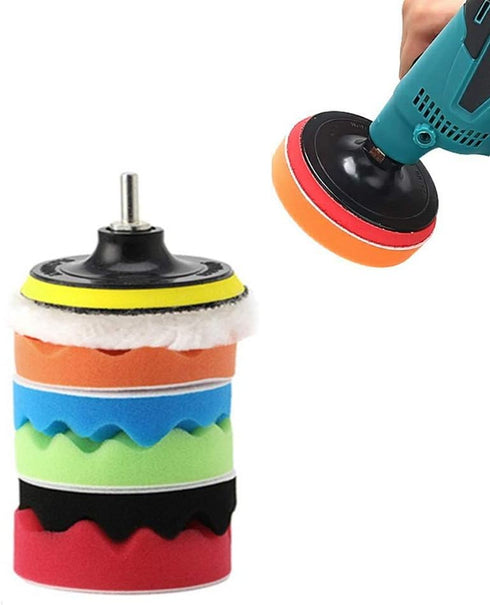 Yesallwas Car Foam Drill Polishing Pad Kit 8Pcs,4 Inch Buffing Pads Kits drill buffer attachment,thin sanding sponge for Drill Buffing,Car Sanding...