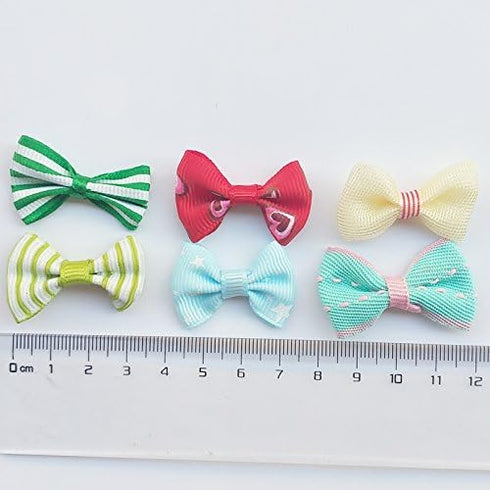 Chenkou Craft Mix Bulk 50pcs Ribbon Flowers Bows Craft Wedding Ornament Appliques A0241...