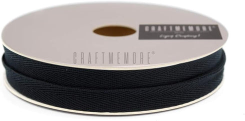 CRAFTMEMORE 1 Inch Twill Tape Fabric Ribbons Webbing Herringbone Twill Bias Binding Tape for Clothes Sewing Craft Trim Lace 18 Yards (MP26 Black)...