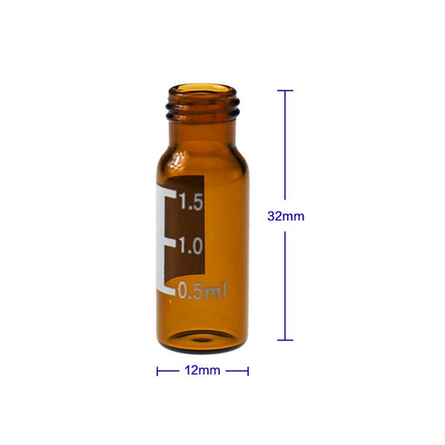 Autosampler Vial, 2 ml HPLC Vial, Amber Chromatography Lab Vial, Sample Vial with Writing Area, 9-425 Screw-Thread Vial, Pack of 100 by ALWSCI...