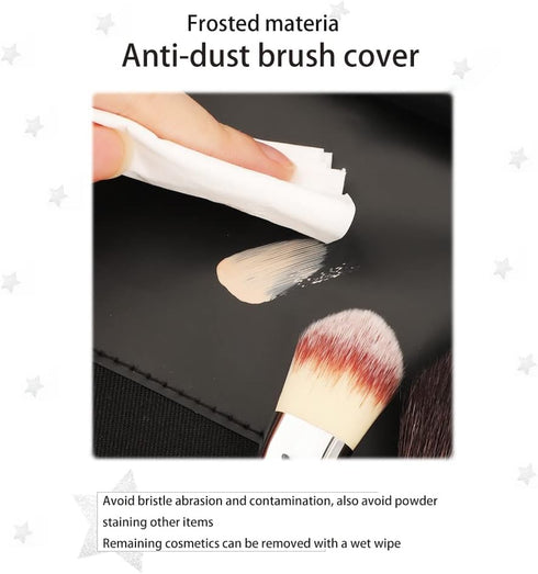 Makeup Brush Organizer with Lid,Makeup Brush Holder Case Dustproof Black,Make Up Brush Bag Pouch with Cover Trave...