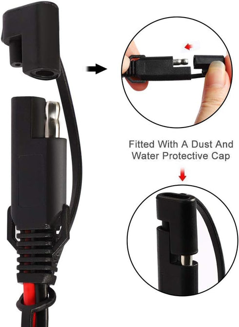 iMESTOU 16AWG SAE Cables SAE Power Extension Cable 2 Pin Quick Disconnect DC Connector Cord Plugs 12V 30CM with Waterproof Caps for Motorcycle Car...