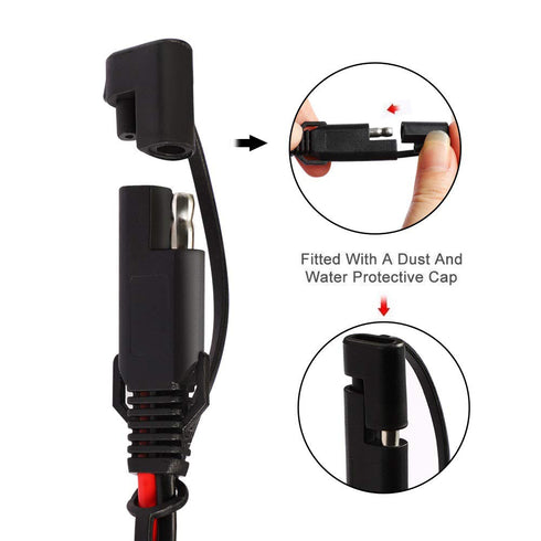 iMESTOU 2FT SAE O Ring Terminal Harness with 10A Fused 2-Pin Quick Disconnect Plug (5PCS-Pack)...