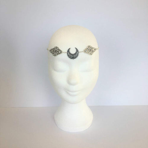 Doubnine Crescent Moon Boho Head Chain Pendant Gothic Forehead Headpiece Headband Retro Hair Accessories Wedding Head Dress for Women Bride Women ...