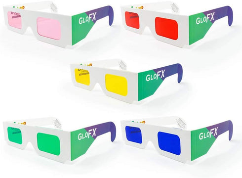 GloFX Color Therapy Paper Glasses - 5 Pack - Chakra & Chromotherapy Light Therapy...