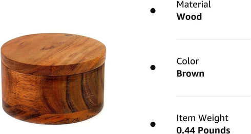 Kaizen Casa Acacia Wood Salt or Spice Box with Swivel Cover perfect for keeping table salt, gourmet salts, herbs or favorite seasonings, close at ...