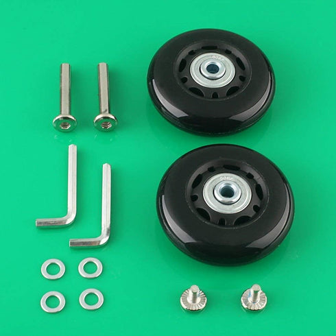 Luggage Suitcase Wheels 70mm x 24mm/2.75"x0.94" w/ABEC 608zz Skate Inline Outdoor Replacement Wheels, One Set of (2) Wheels (OD:70 W:24 ID:6 Axles...