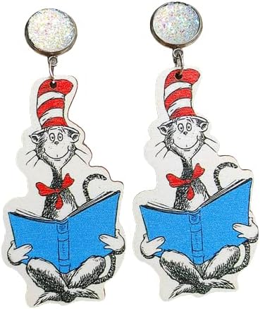 Teacher Student Dangle Earrings Acrylic Cute Crayons Rainbow book Earrings for Women Girls Back to School Gradution Reading Events Jewelry for Tea...
