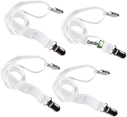 Long Bed Sheet Clips,Adjustable Bed Fitted Sheets Mattress Holder Straps Suspender Fastener,4 Pieces (White)...