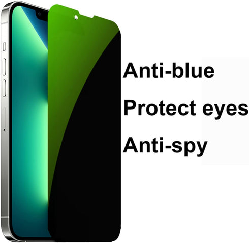 3 PCS Anti-Blue Privacy Tempered Glass Anti-Spy Screen Protector Anti-Peeping Film Suit for iPhone 14 Plus/iPhone 13 Pro Max, 6.7 inch 9H Hardness...