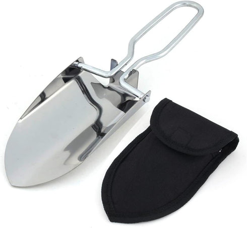 1PC Portable Stainless Steel Folding Shovels Small Foldable Garden Trowel Shovel Garden Tools for Hiking Outdoor Gardening and Potting Tools, Silv...