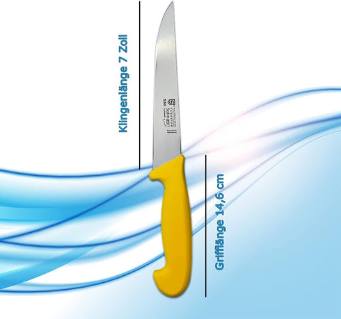 SMI 7 inch Solingen Butcher Knife - Professional Chef Knife for Meat Cutting and Processing - Made in Germany...