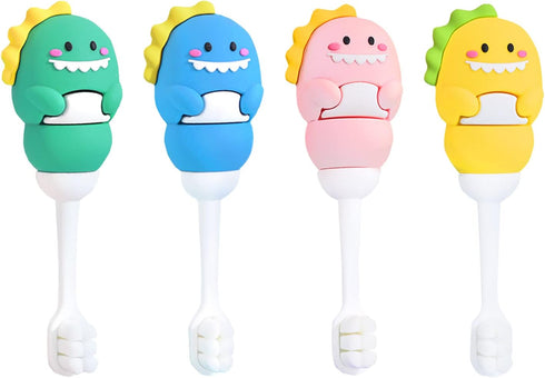Baby Toothbrush Soft Bristles for Toddlers & Children Aged 1-4 Fun Dinosaurs Shape for 360 Degree Cleaning Gifts for Kids’ Birthday (4 Count (Pack...