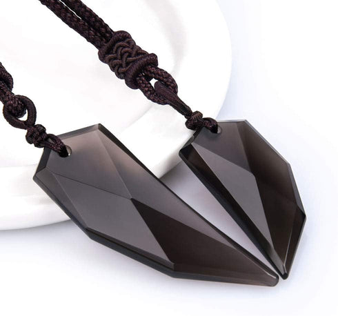 Wolentty Couple Distance Necklace Obsidian Wolf Tooth Amulet Spike Necklaces Gift for Men Women...