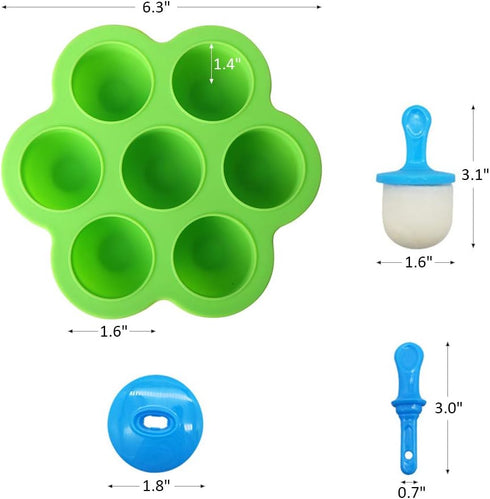 Mini Silicone Popsicle Mold, 7-cavity DIY Ice Pop Mold with Colorful Plastic Sticks, Popsicle Makers for Egg Bites, Lollipop and Ice Cream Mould, ...