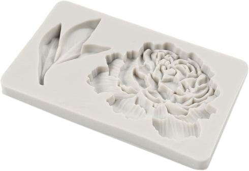 Peony Flower and Leaves Silicone Fondant Mold for Cake Decoration Chocolate Cupcake Topper Candy Sugar Craft Polymer Clay Gum Paste...
