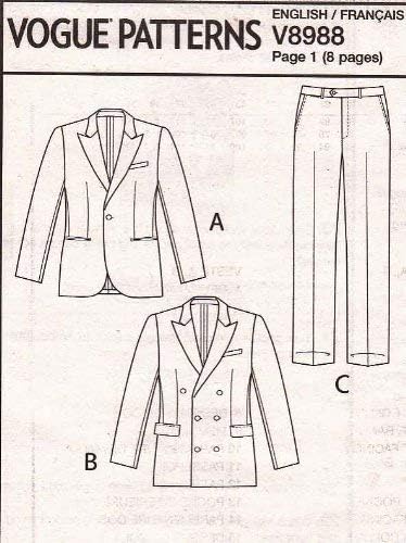 Vogue Patterns V8988MUU Men's Jacket and Pants Sewing Template, Size MUU (34-36-38-40)...