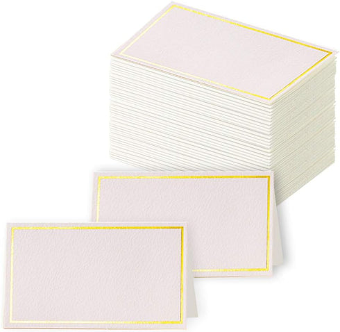 100Pcs Premium Place Cards, Small Table Cards with Gold Foil Border, Escort Cards, Name Cards, Wedding Place Cards for Wedding, Table, Dinner Part...