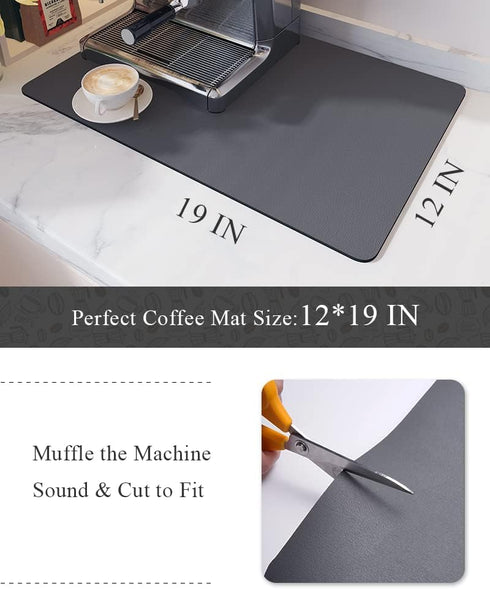 Coffee Mat-Coffee Bar Accessories-No Water Marks Dish Drying Mat-Coffee Bar Mat for Countertops Rubber Backing Bar Mat Under Coffee Maker Machine ...