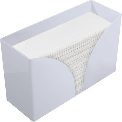 Paper Towel Holder Dispenser for Countertop, Kitchen or Bathroom - White Acrylic Napkin Holders Great Disposable Hand Towel Tray for Z-Fold, C-Fol...