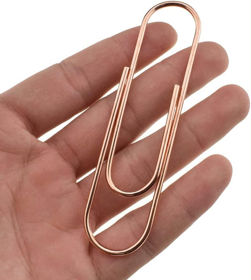 HAHIYO Paper Clips Sturdy 4 inches Length 14 Pack Paperclips Heavy Duty Tight Grip Rust Proof Reusable Metal Bright Rose Gold for Home Office Scho...