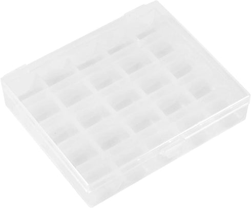 Sewing Machine Bobbins Box, Empty Bobbin Storage Organizer Hard Plastic Case Transparent 25 Slots Spools Class Container Sewing Craft Clear Box Th...