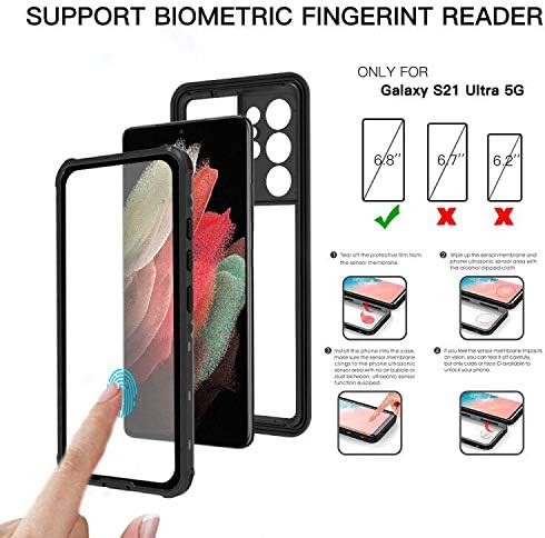 Samsung Galaxy S21 Ultra Waterproof Case, Galaxy S21 Ultra Case with Screen Protector, Heavy Duty Protective IP68 Waterproof Case for Samsung Gala...