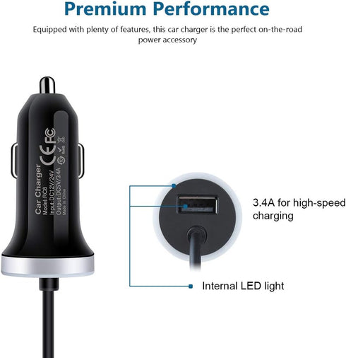 Fast Car Charger for Samsung Galaxy S24 S23 S22 S21 S20 Note 20 S10 S9 S8 A54 A14 A53 A23 A13 A03S Z Fold 5 4 Z Flip 5 4 A12 A32, 3.4A USB C Car A...