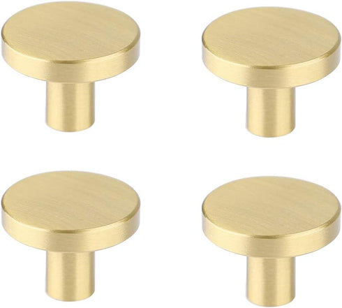 RZDEAL Cabinet Knobs Solid Brass Round Dresser Drawer Knobs and Pulls Simple Decorative Kitchen Cabinet Door Handles (4Pcs, 1.1"x0.78")...