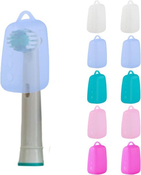 V-TOP Toothbrush Covers Caps, 10 Pack Toothbrush Head Cover for Travel, Silicone Portable Tooth Brush Protecter Cover Pod Case for Home and Outdoo...