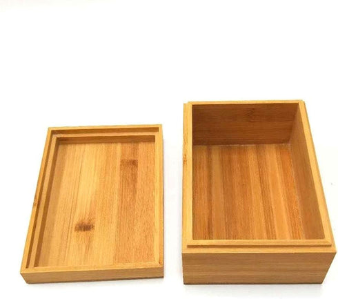 Zhou Bamboo Natural Storage Box with Cover - Unpainted Wooden Gift Box (6.3x4.72x2.76 inch)...