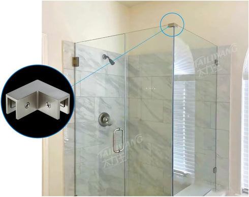 90 Degree Sleeve Over Shower Glass Clamp, Glass Shower Door Right Angle Connector for Bathroom or Showroom, 90 Degree Shower Glass to Glass Clamp,...