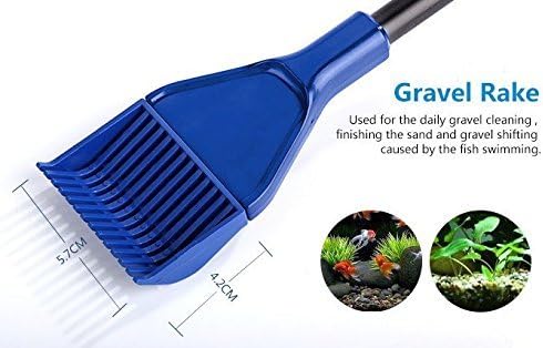 6 in 1 Multi-Function Aquarium/Fish Tank Cleaning Tool, Algae Scraper, Small & Large Fish Net, Sponge, Plant Fork, Gravel Rake for Long Deep Fish ...