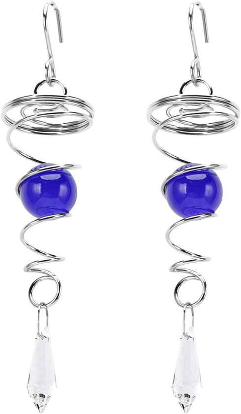 Wind Spinner Stabilizer Crystal Ball, 2 Gazing Ball Spiral Tail Wind Spinner Garden Wind Spinner Tail Stabilizer with Swivel Hook(Blue)...
