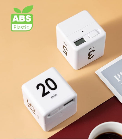 Kitchen Cube Timer, Kids Timer for ADHD Productivity Workout Flip Classroom for StudyTime Countdown Management Settings 15 20 30 60 Mins, White...
