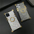 for iPhone 12 Pro Max 6.7" Bling Case Luxury Box Trunk Design Glitter Cute Gold Corner Soft TPU Cover with Ring Kickstand Holder Phone Skin,Gray...