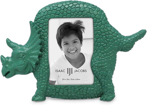 Isaac Jacobs 2” x 3” Resin Dinosaur Picture Frame, Vertical Keepsake Photo Frame with Easel and Hanging Tabs for Tabletop, Desktop & Wall Display ...