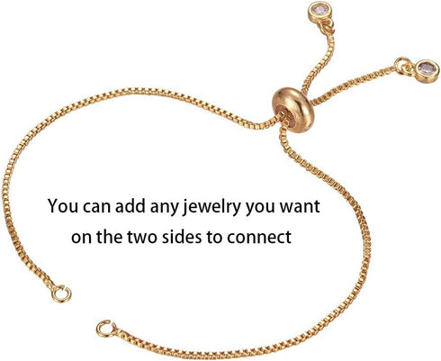 DanLingJewelry 20pcs Adjustable Slider Bracelet Slider Extender Chains with Rhinestones Ends for Jewelry Making DIY 8 Inches(226mm) G...